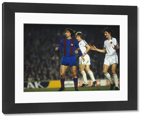 Johan Cruyff takes on Aston Villa for Barcelona in 1978