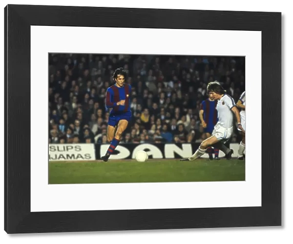 Johan Cruyff takes on Aston Villa in the 1978 UEFA Cup