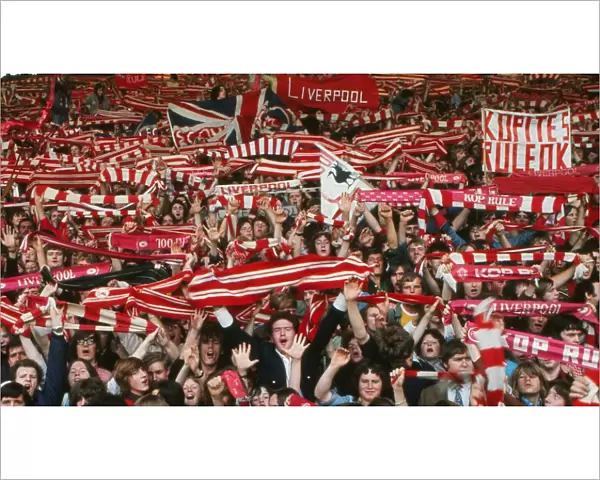 Liverpool fans in the Kop End