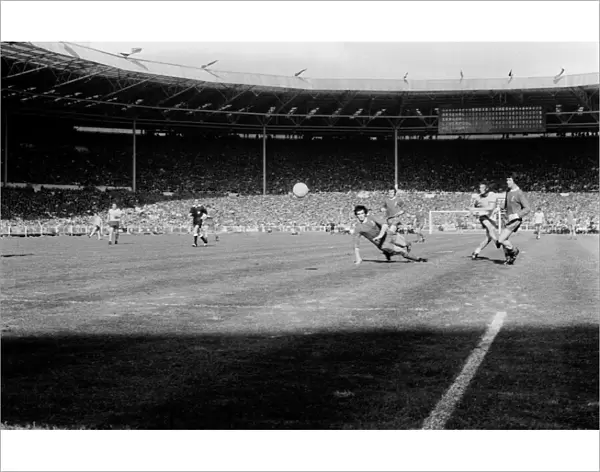 Charlie George scores for Arsenal at Wembley in 1971 to complete the League and Cup Double