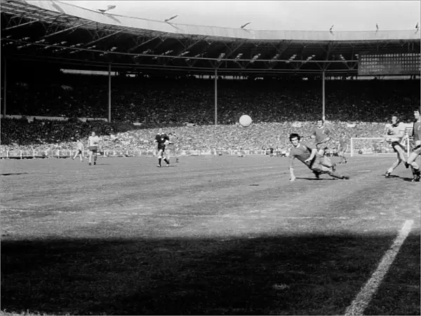 Charlie George scores for Arsenal at Wembley in 1971 to complete the League and Cup Double