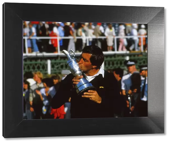 Seve Ballesteros kisses the Claret Jug Trophy 1984