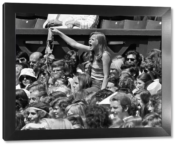 A female fan offers her bra to Bjorn Borg at the 1975 Wimbledon Championships