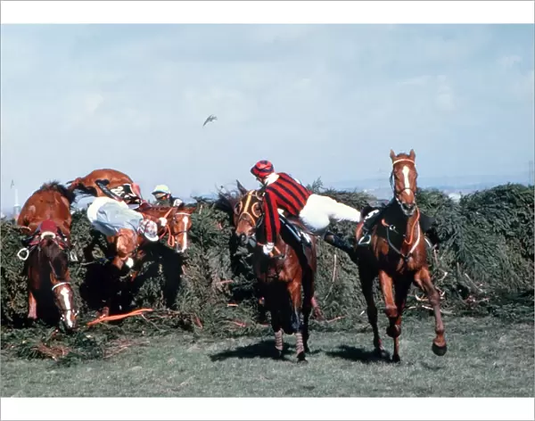 Jockeys fall at The Chair, Grand National 1979