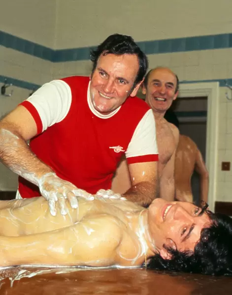 Don Revie - England manager - gives Kevin Keegan a body massage