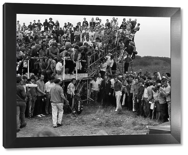 Fans surround Tony Jacklin as he finds trouble at the first - The Open, 1971