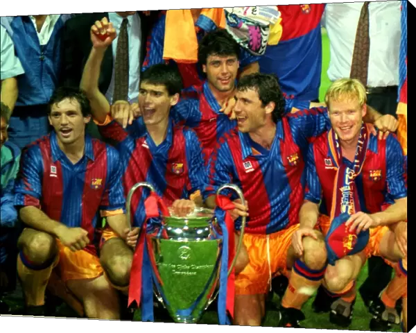 Pep Guardiola of Barcelona with the European Cup in 1992