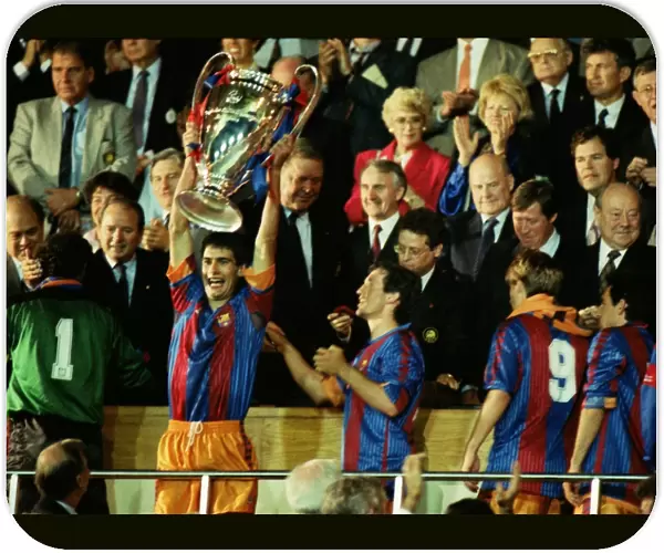 Pep Guardiola lifts the European Cup
