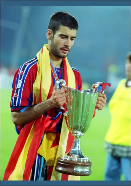 Pep Guardiola with the Cup Winners Cup, 1997
