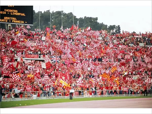 Liverpool fans at the the Stadio Olimpico, Rome. 1977 European Cup Final