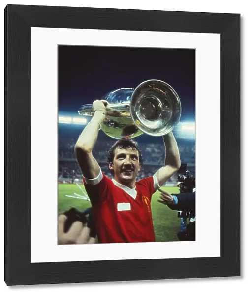 Goalscorer Alan Kennedy celebrates with the 1981 European Cup