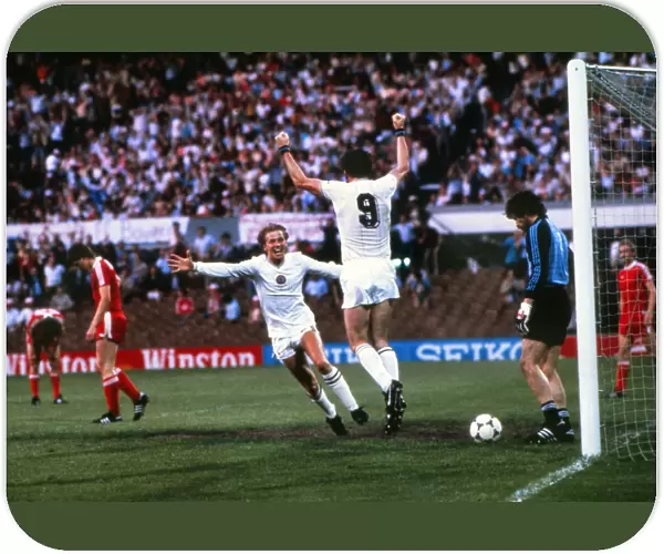 Aston Villas Peter Withe celebrates scoring the only goal in the 1982 European Cup Final
