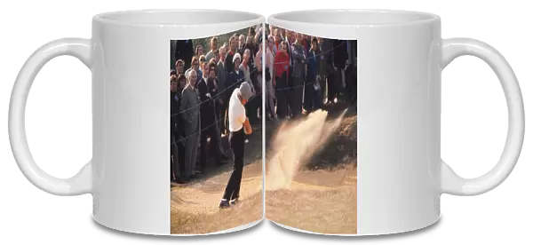 Gary Player hits out of a bunker on the way to victory at the 1974 Open