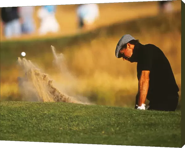 Gary Player escapes from the sand in 1988