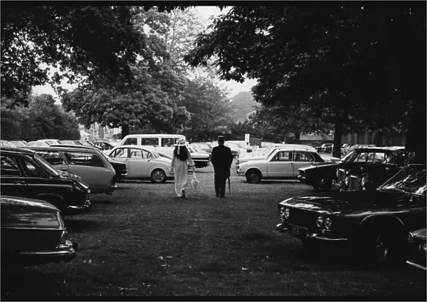 Racegoers arrive in the car park at Royal Ascot, 1973
