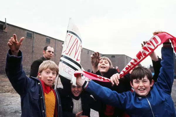Young Sunderland fans outside Roker Park, 1973