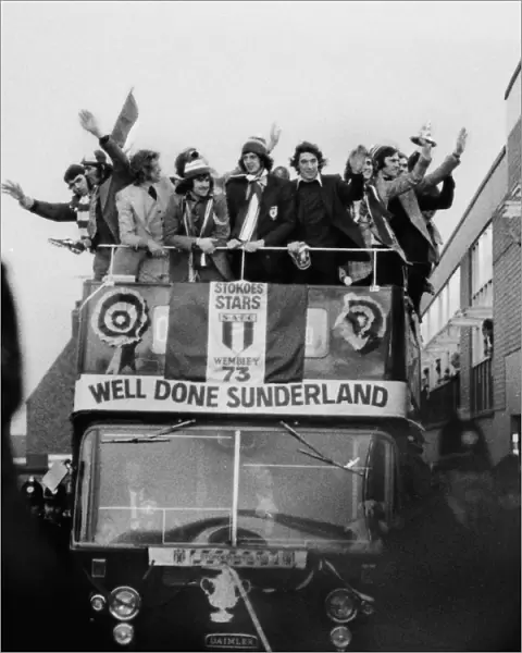 The Sunderland team bus arrives back at Roker Park after their 1973 FA Cup win