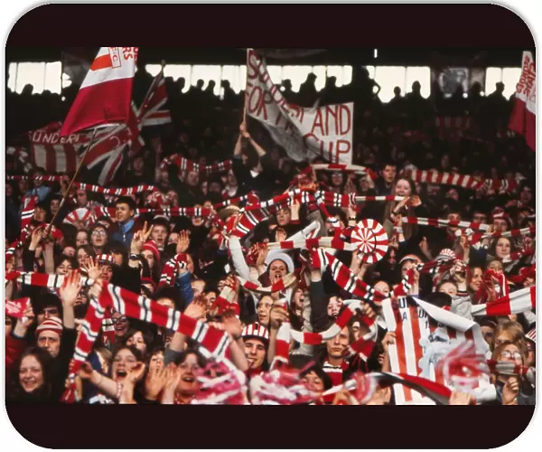 Sunderland fans in Roker Park cheer their team during the 1973 FA Cup homecoming