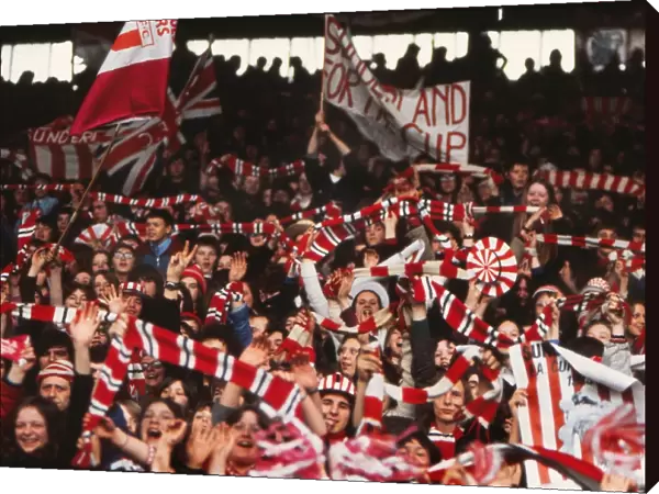 Sunderland fans in Roker Park cheer their team during the 1973 FA Cup homecoming
