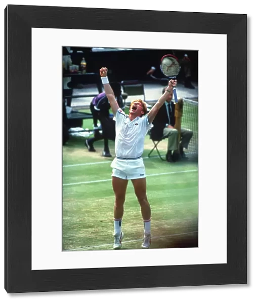 Boris Becker celebrates winning Wimbledon in 1986