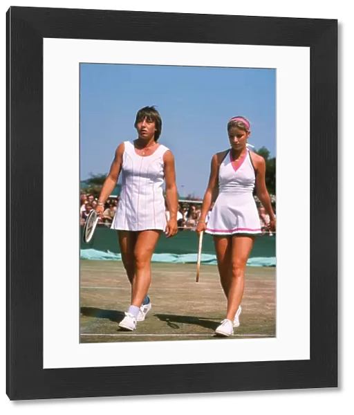 Chris Evert and Martina Navratilova at the 1975 Wimbledon Championships