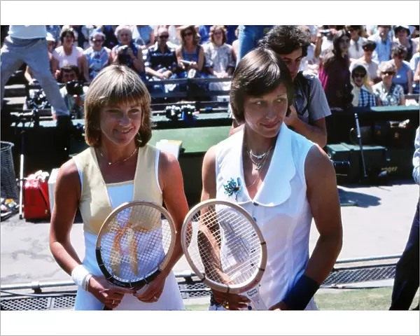 Chris Evert and Martina Navratilova before the 1976 Wimbledon Ladies Final
