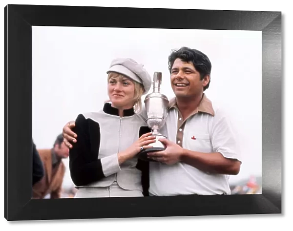 Lee Trevino holds the Claret Jug with his wife after winning the 1971 Open
