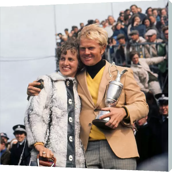 Jack Nicklaus celebrates winning the 1970 Open with his wife Barbara