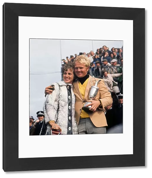 Jack Nicklaus celebrates winning the 1970 Open with his wife Barbara