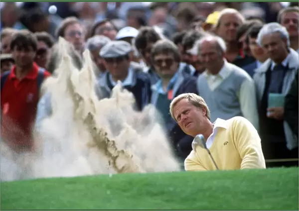 Jack Nicklaus plays out of the sand during the 1988 Open