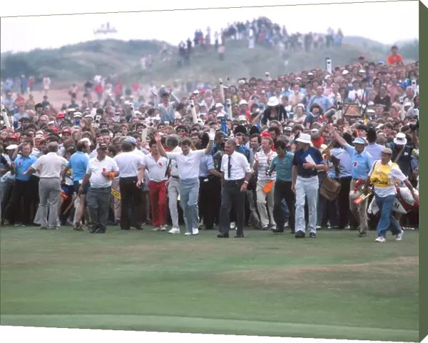 Tom Watson salutes the crowd on the way to winning the 1983 Open