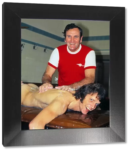 Don Revie - England manager - gives Mick Channon a body massage