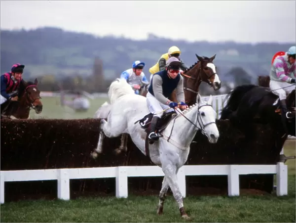 Desert Orchid on the way to winning the Queen Mother Champions Chase in 1988