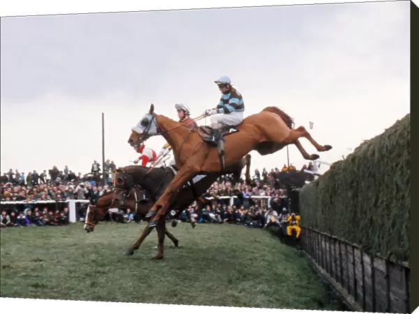 L Escargot jumps Bechers Brook on the way to winning the 1975 Grand National