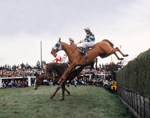 L Escargot jumps Bechers Brook on the way to winning the 1975 Grand National