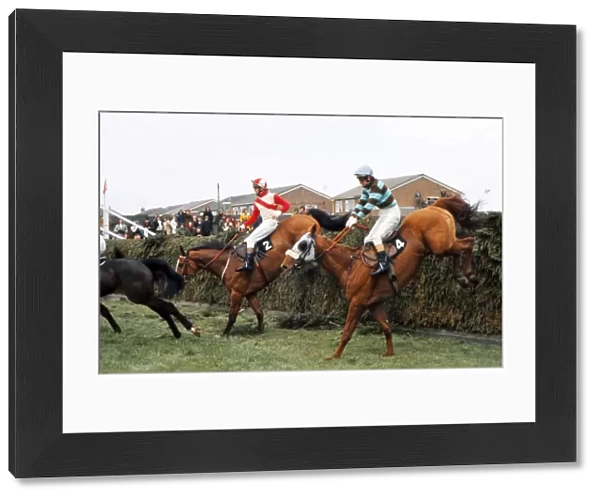 L Escargot jumps Valentines during the 1975 Grand National