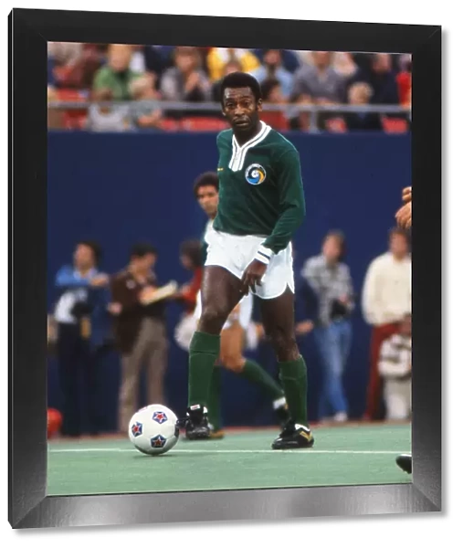 Pele on the ball for the Cosmos in his farewell game