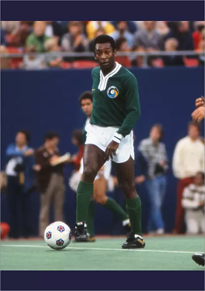 Pele on the ball for the Cosmos in his farewell game