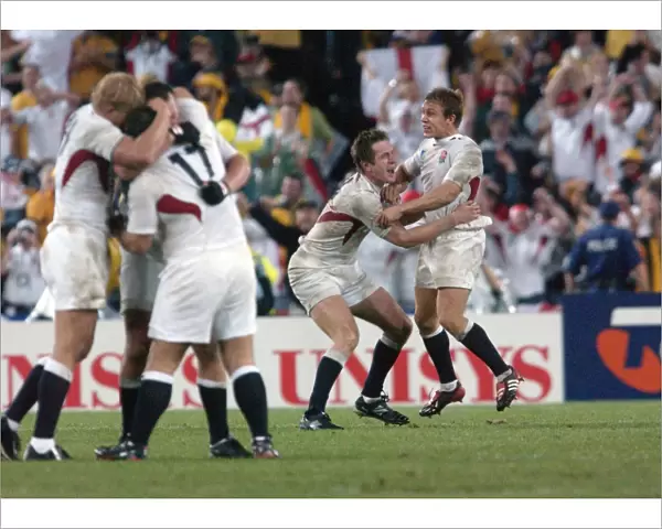 Will Greenwood and Jonny Wilkinson celebrate after the final whistle of the 2003 World Cup Final
