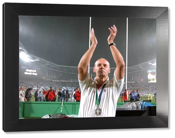 Clive Woodward applauds the crowd after the 2003 rugby World Cup final