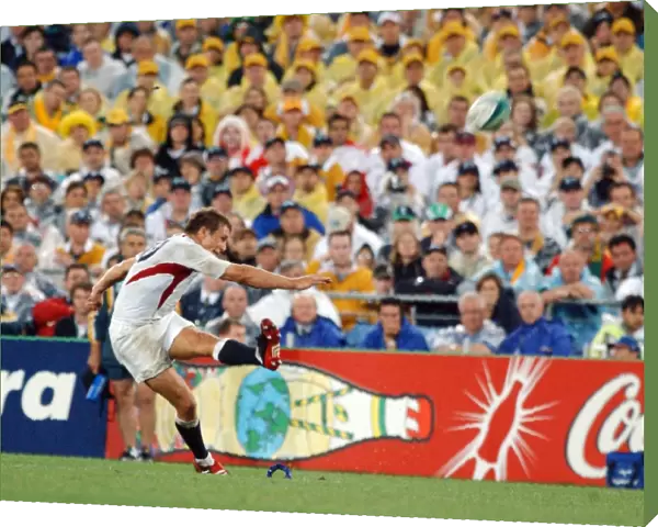 Jonny Wilkinson strikes a kick at goal in the 2003 World Cup Final