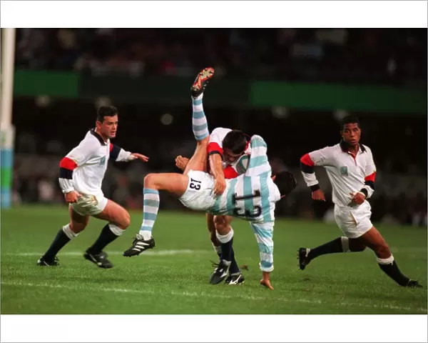 Rory Underwood puts in a big tackle at the 1995 Rugby World Cup
