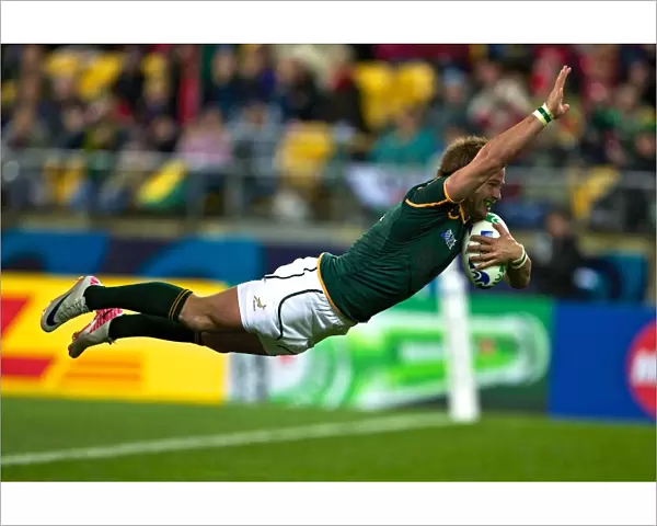 Francois Hougaard flies over for a try at the 2011 World Cup