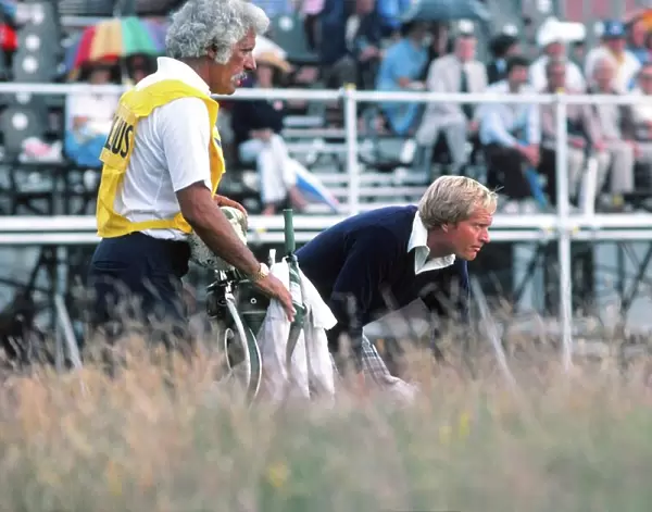 Jack Nicklaus and his caddy at the 1977 Open