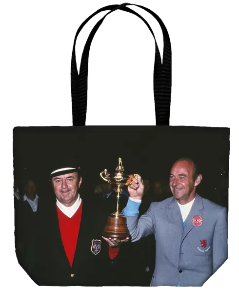 The two captains Sam Snead and Eric Brown hold the Ryder Cup after the contest is drawn for the first time in 1969
