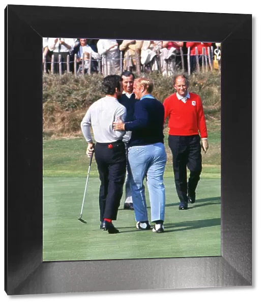 Tony Jacklin and Jack Nicklaus share a laugh at the 1969 Ryder Cup