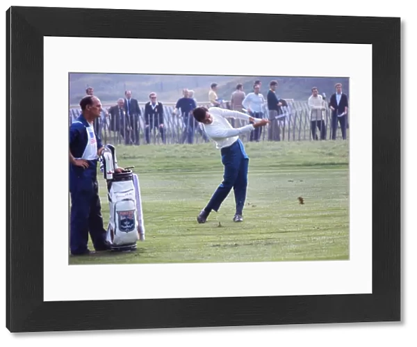 Dave Hill hits from the fairway at the 1969 Ryder Cup