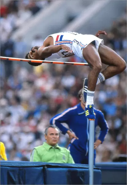 Daley Thompson in the high jump at the 1980 Olympics