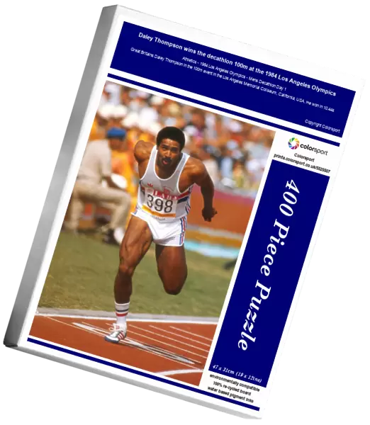 Daley Thompson wins the decathlon 100m at the 1984 Los Angeles Olympics