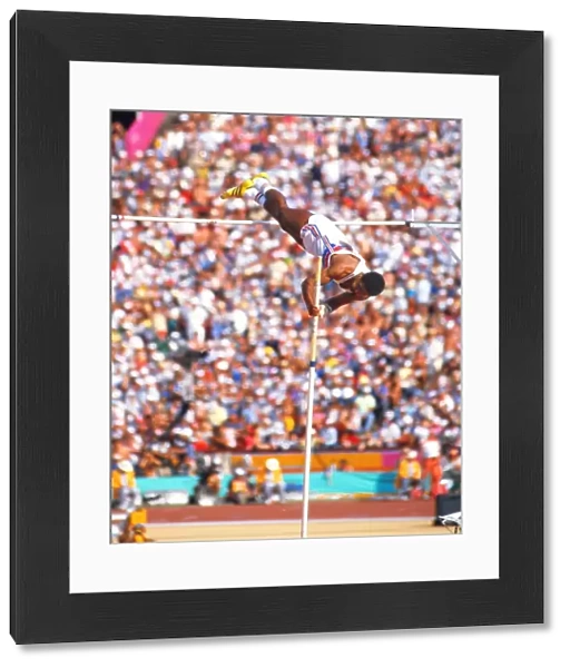 Daley Thompson in the decathlon pole vault at the 1984 Los Angeles Olympics